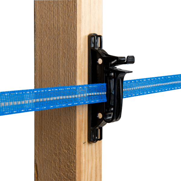 Blauw reflecterend afrasteringslint RANGER TLDmax T20 – 200 meter lang en 20 mm breed, met geïntegreerde reflecterende strips voor betere zichtbaarheid en veiligheid, geschikt voor professioneel gebruik en krachtige schrikdraadapparaten.